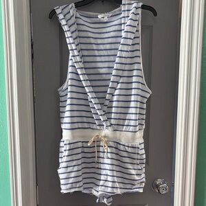 Victoria's Secret Blue and White Striped Sleeveless Romper